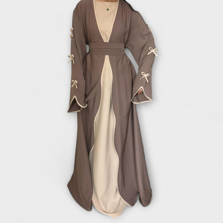 Jasmin - Stylish Cardigan and Dress Duo with Bow Decoration