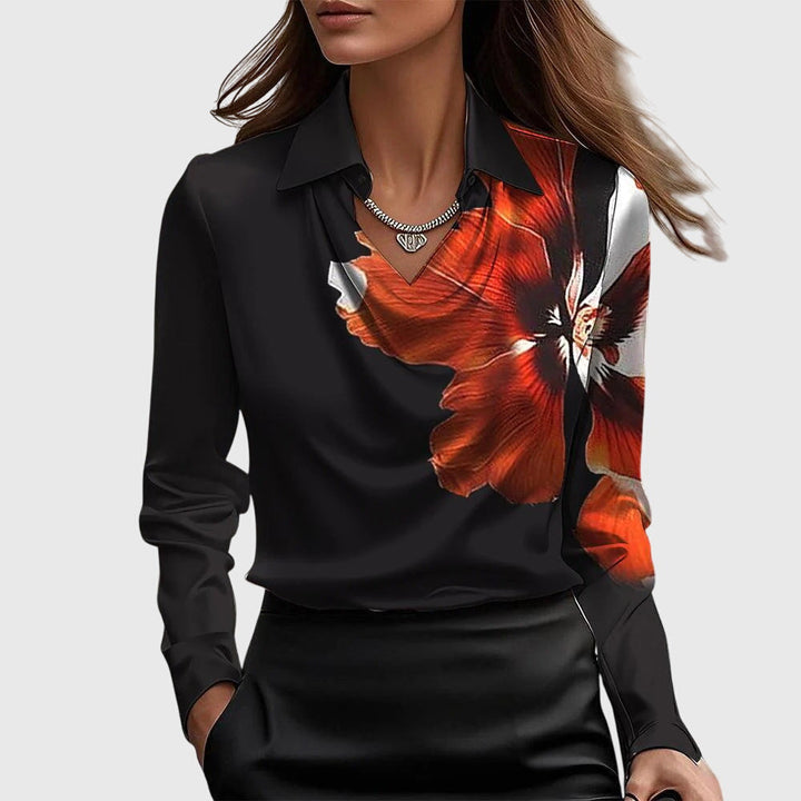 SYLVIA - BLOUSE WITH LUXURIOUS SHINE AND PLEATED COLLAR