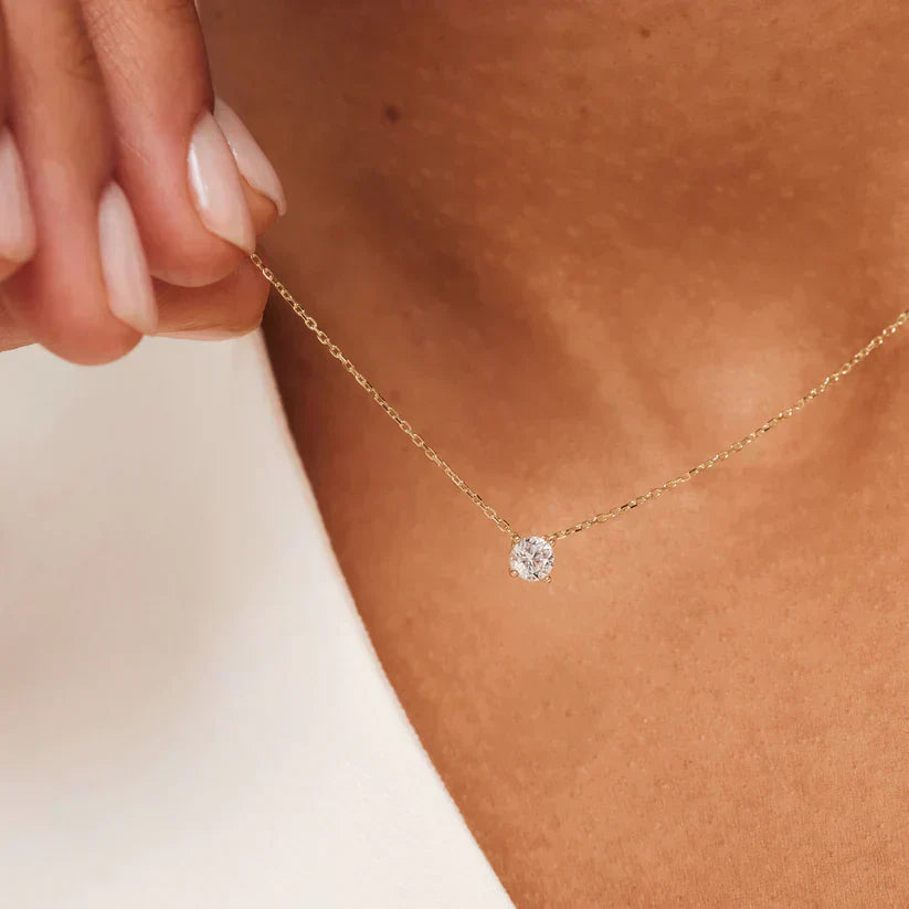 Cléa Moissanite Stone Necklace | 14k Gold