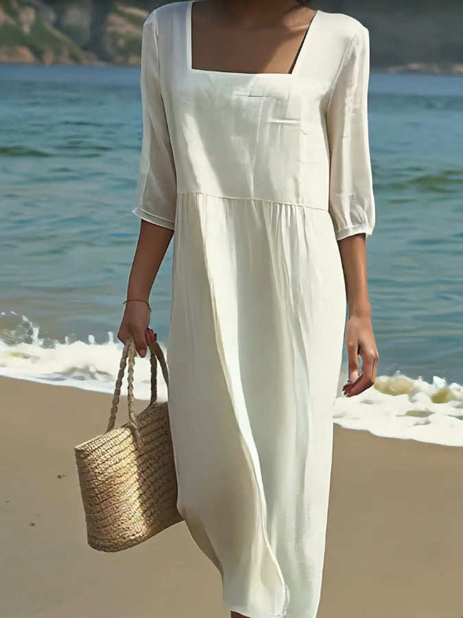 Vira™ | Lined Dress with Square Neckline