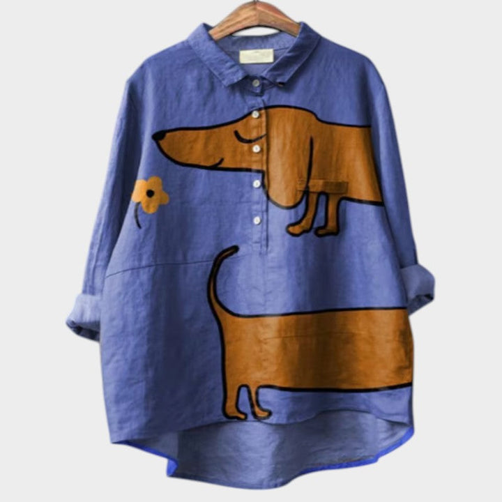 PALMIRA | Oversized Shirt with Dog Design and Everyday Comfort for a Carefree Look