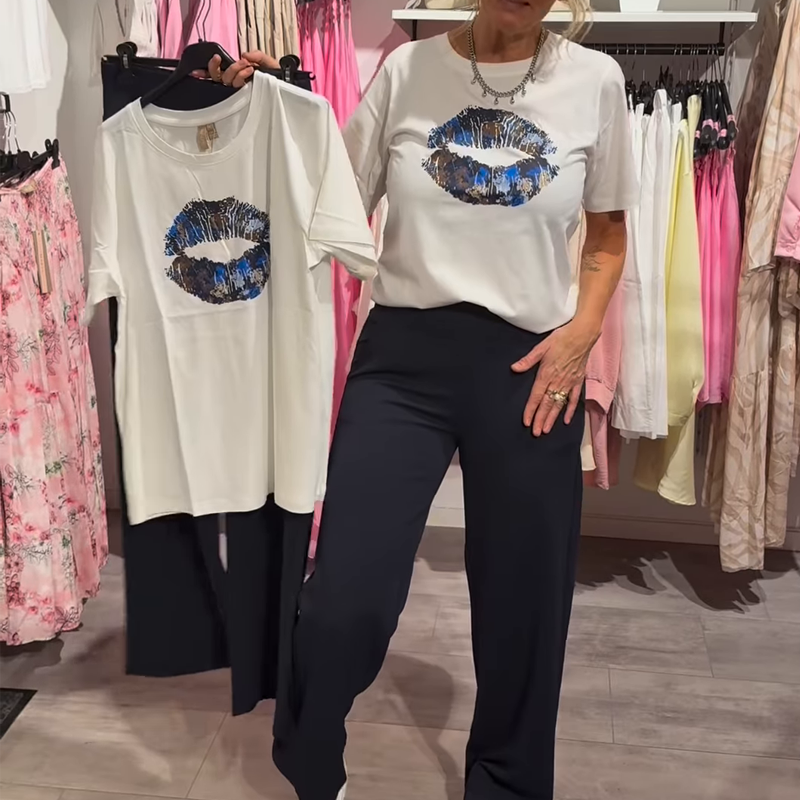 2-piece set with printed top and pants for women