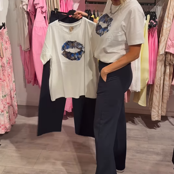 2-piece set with printed top and pants for women