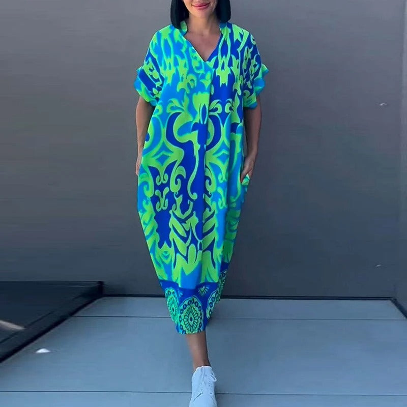 Lana - Lightweight Maxi Dress with Colorful Print